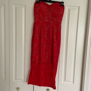 Red Lace Strapless Dress | Womens Size Medium